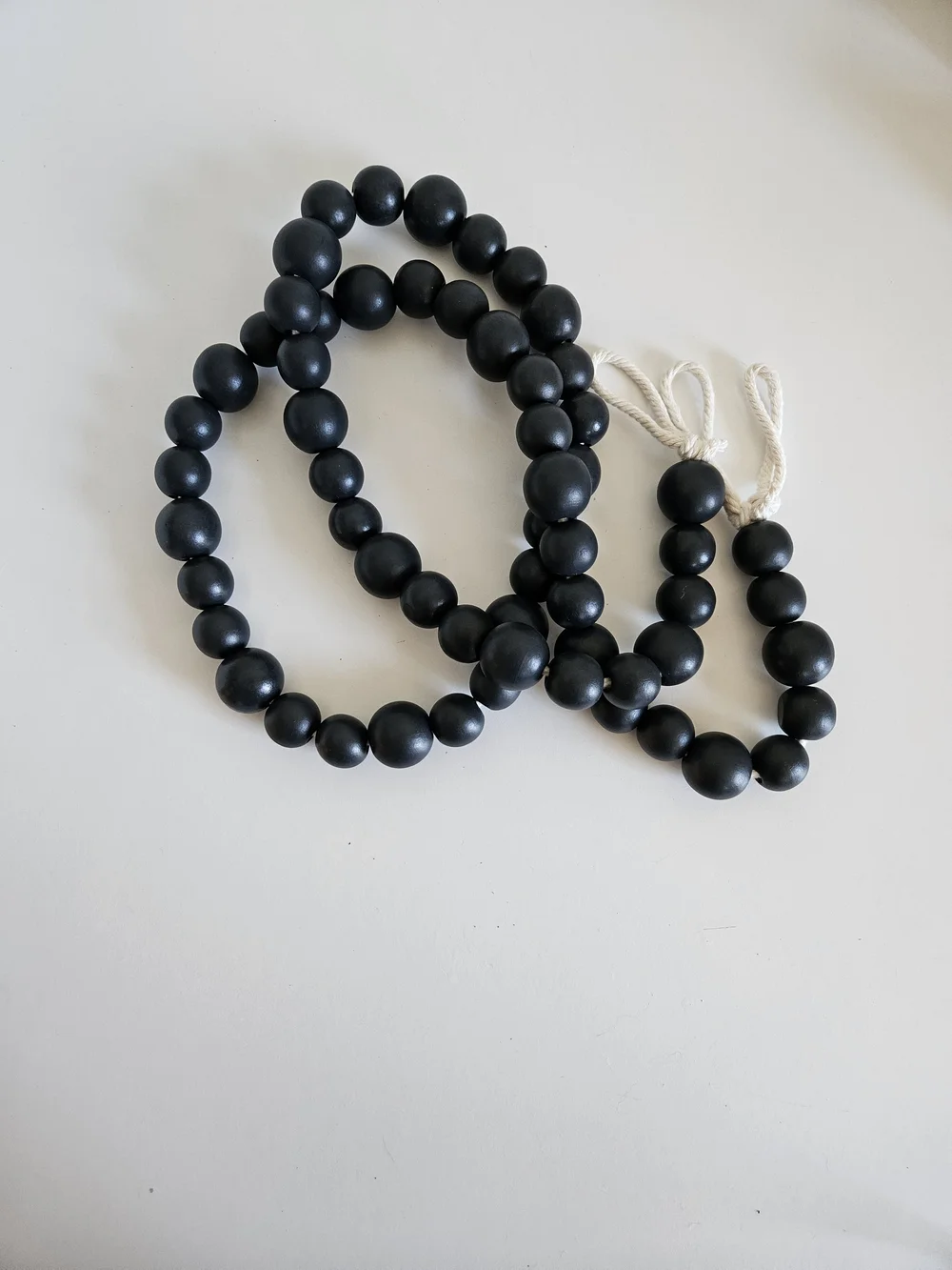 Lot Of Decorative Home Accents -  Black Wood Bead Garland, Tray, Carafe
